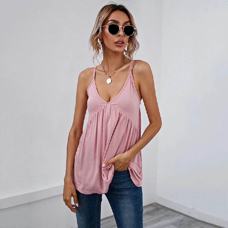 Sexy V-Neck Sleeveless Backless Halter Tops Wholesale Womens Tops Youthful Women's Anime - inspired