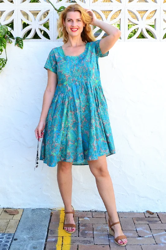 Emerald Aqua Abstract Tunic Dress Cashmere