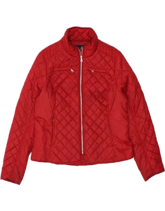 MUSTO Womens Quilted Jacket UK 16 Large  Red Polyamide Luxurious Women's High -  end