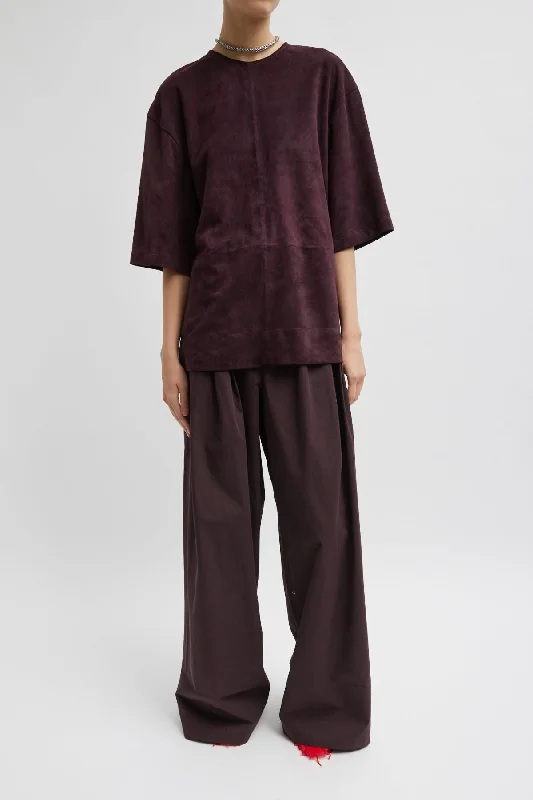 Tibi Cassiterite Suede Easy Tshirt - Plum Sleek Women's 