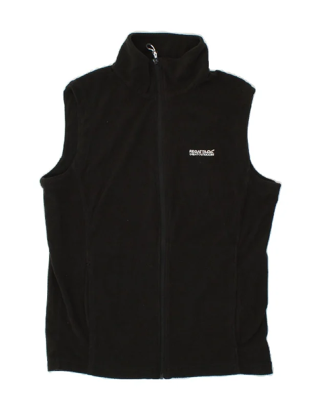 REGATTA Womens Fleece Gilet UK 10 Small Black Polyester Preppy Women's College