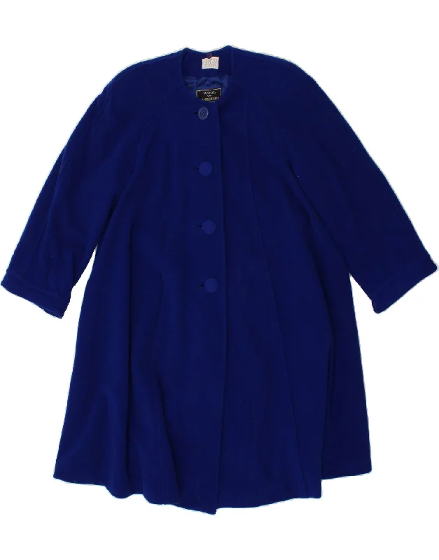 MARIA GRAZIA SEVERI Womens Overcoat UK 14 Large Blue Wool Confident Women's High - fashion