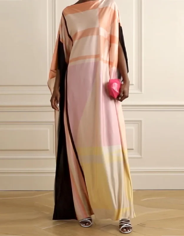 Peach Soft Satin Silk Kaftan Feminine Women's Soft 
