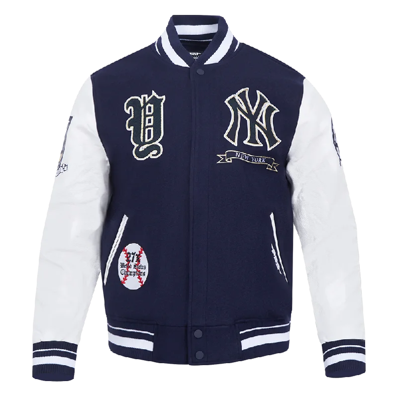 MLB NEW YORK YANKEES PRO PREP WOOL MEN'S VARSITY JACKET (MIDNIGHT NAVY/WHITE) Gym