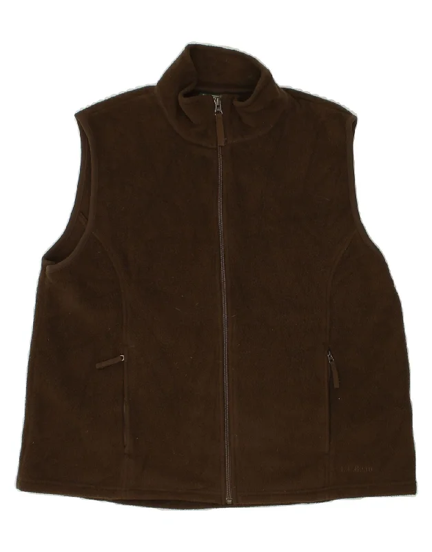 L.L.BEAN Womens Fleece Gilet UK 18 XL Brown Polyester Elegant Women's Formal 