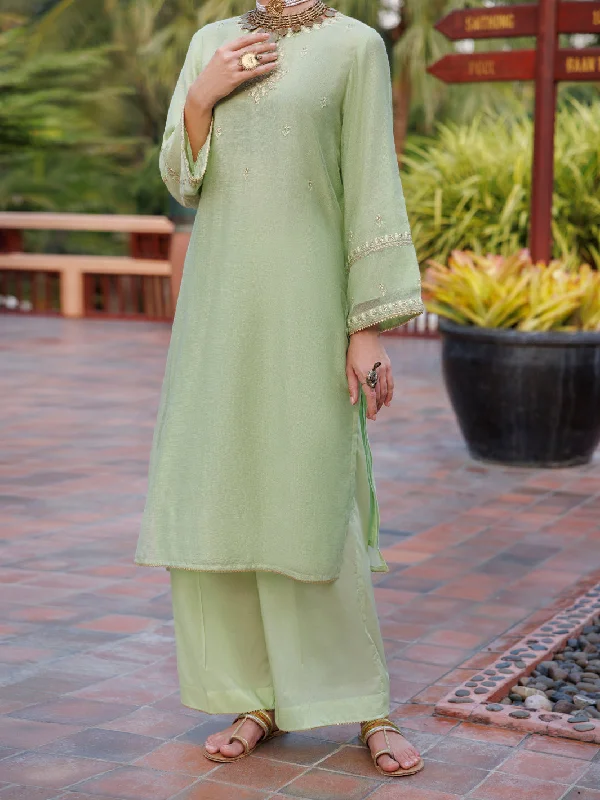 Light Green Khaddi Net Tunic - AL-LK-1038 Sustainable Organic