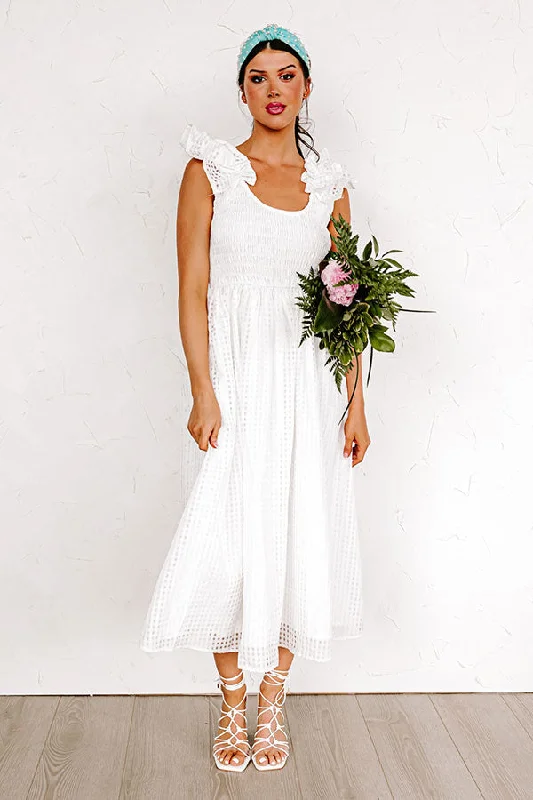 Divine Downtime Gingham Midi In White Sleek Women's 