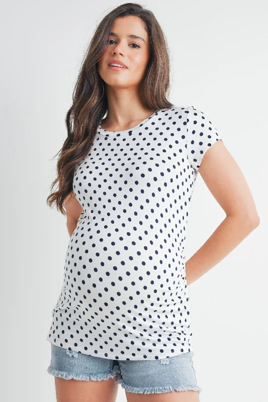 Polka Dot Short Sleeve Maternity Top Elegant Women's Formal 