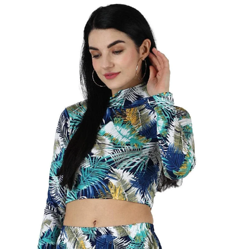 Leaf Printed Back Tie Top Australian Beach