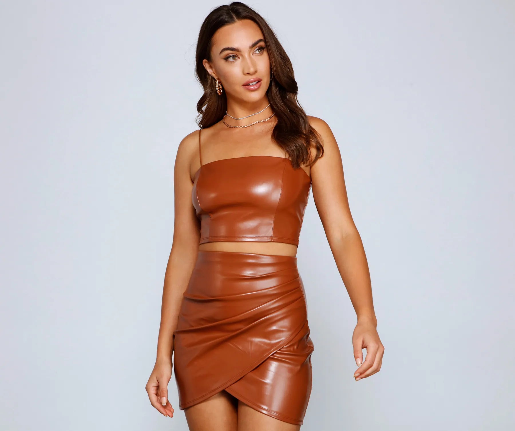 So Chic Faux Leather Crop Top Country