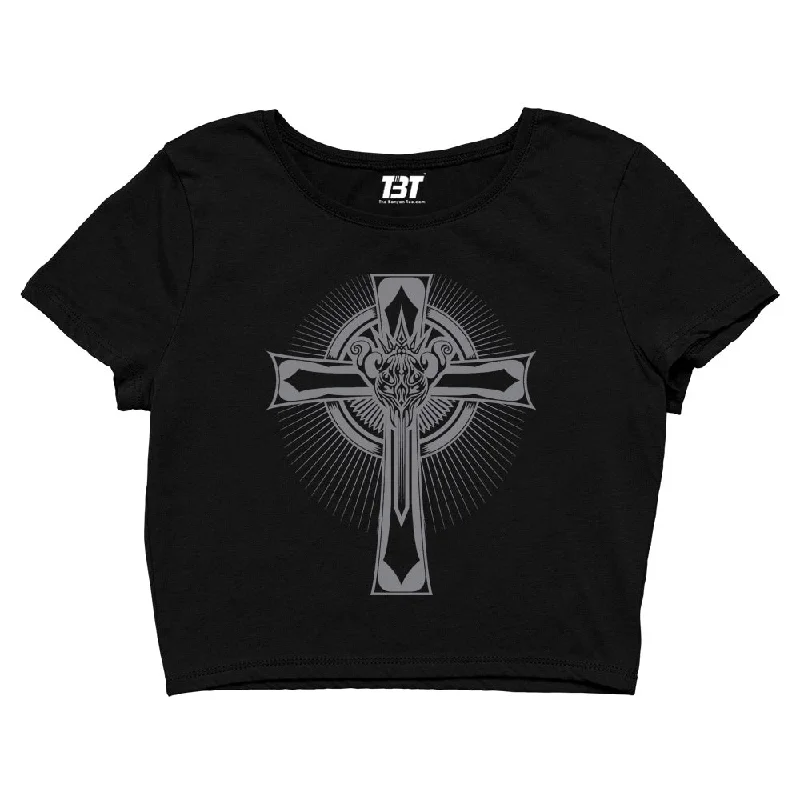 Black Sabbath Crop Top - Headless Cross Monochromatic Office Style