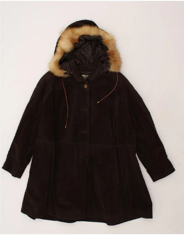 MITICI ANNI Womens Hooded Overcoat UK 10 Small Brown Confident Women's Power