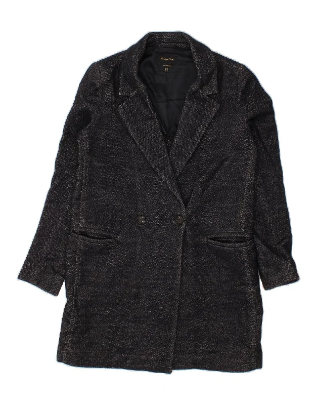 MASSIMO DUTTI Womens Double Breasted Coat EU 36 Small Navy Blue Flecked Scandinavian MASSIMO DUTTI Womens Double Breasted Coat EU 36 Small Navy Blue Flecked Scandinavian