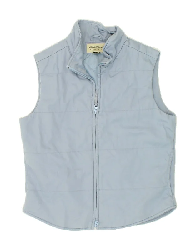 EDDIE BAUER Womens Padded Gilet UK 10 Small Blue Cotton Monochromatic Office Style