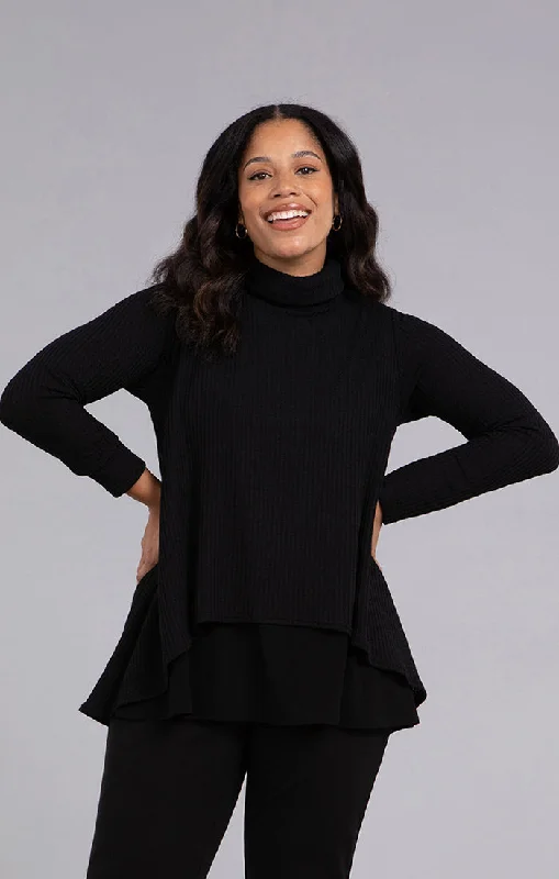 Sympli, K7230W-3 Split Back Waffle Sweater Sleek Women's Metallic