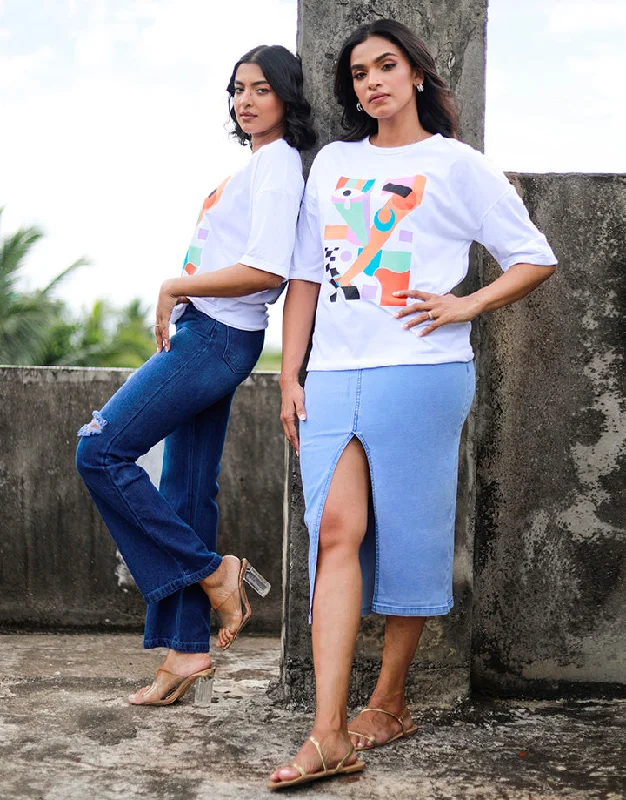 Screen Printed Crew Neck Tee Confident Women's High - fashion