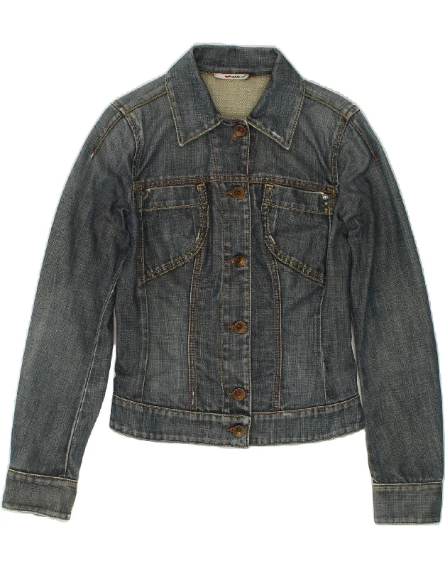 GAS Womens Crop Denim Jacket UK 10 Small Blue Cotton Feminine Women's Soft 