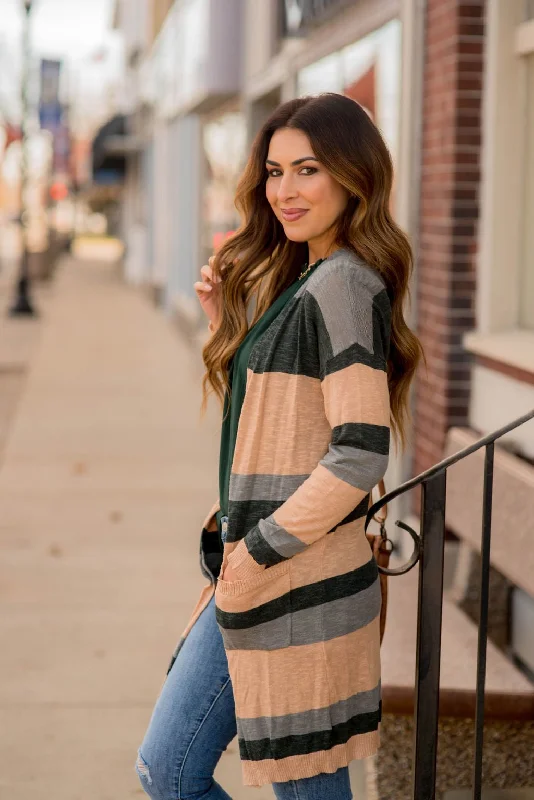 Heathered Striped Tissue Tunic Cardigan Cool Women's Skate