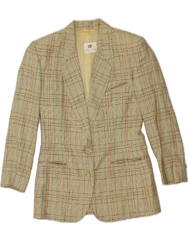 BELFE Womens 2 Button Blazer Jacket IT 42 Medium Beige Check Sophisticated Women's 
