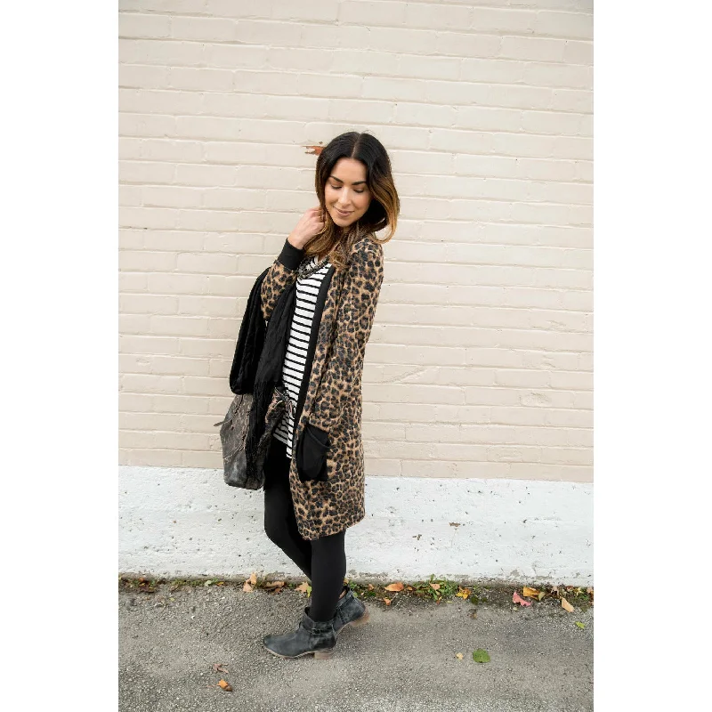 Leopard Tunic Cardigan Cozy Women's Winter