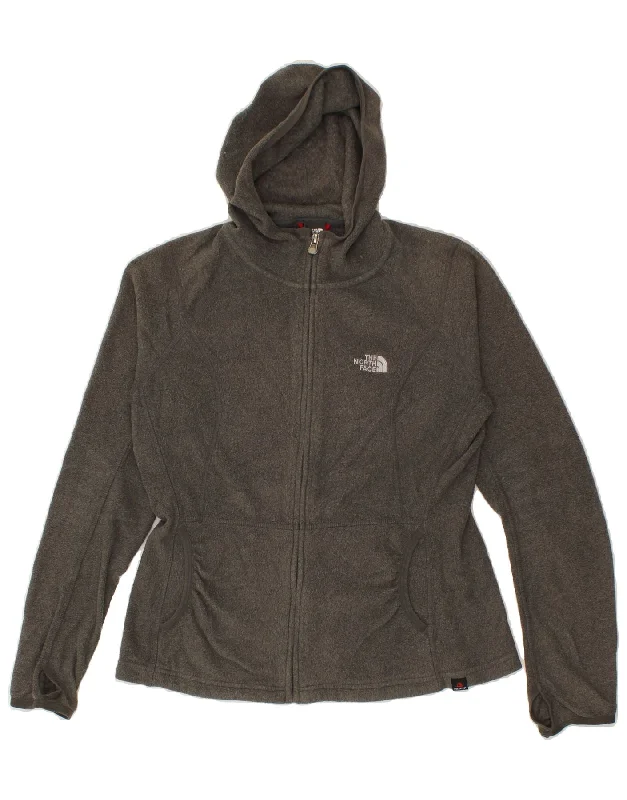 THE NORTH FACE Womens Hooded Fleece Jacket UK 10 Small Grey Polyester Contemporary 