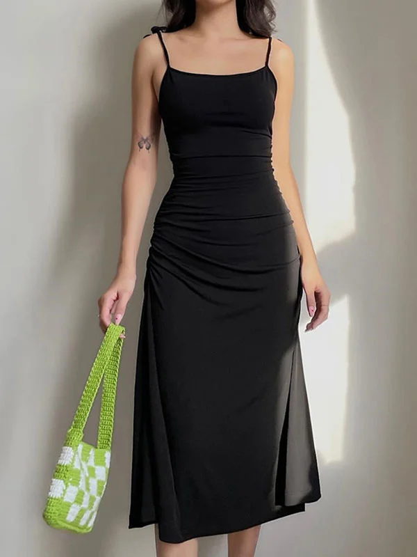 Backless Tie Strap Maxi Dress Business