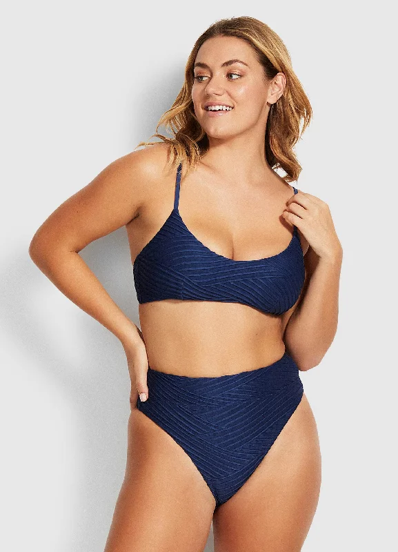 Fresh Water Hi Rise Wide Band Bikini Pants - Blue Opal Cozy Women's Sherpa - lined