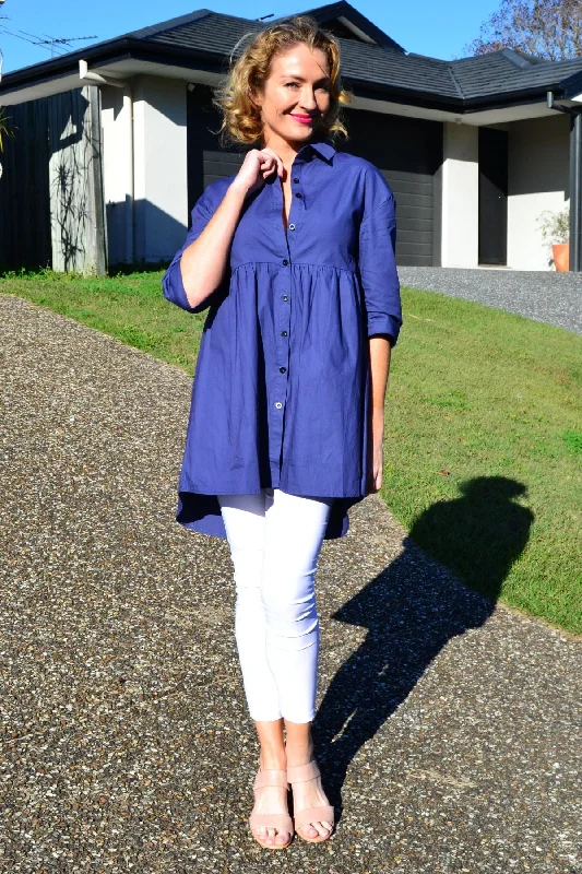 Steel Blue Trendsetting Tunic Shirt Australian Beach