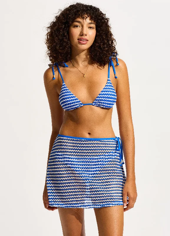 Mesh Effect A-Line Skirt - Azure Laid - back Women's Style