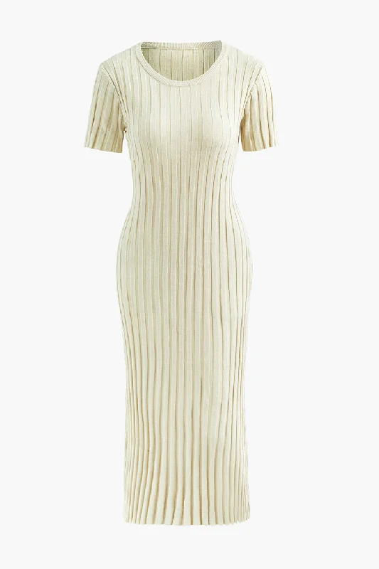A&A Elia Pleated Ribbed Knitted Maxi Dress Artistic Women's Avant - 