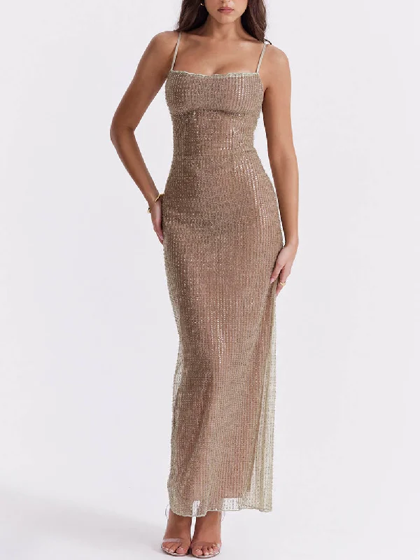 Cafe Au Lait Charming Beaded Maxi Dress Rugged Women's Outdoor 