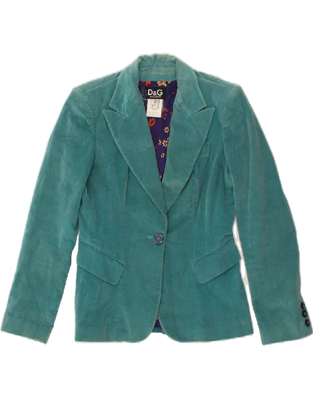DOLCE & GABBANA Womens 1 Button Blazer Jacket IT 42 Medium Turquoise Vacation