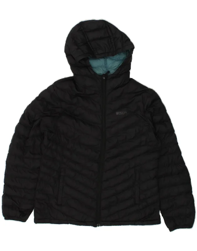 MOUNTAIN WAREHOUSE Womens Hooded Padded Jacket UK 14 Large Black Polyester Polished Women's Silk