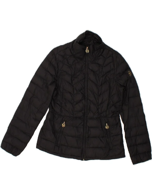 MICHAEL KORS Womens Padded Jacket UK 14 Large Black Nylon Trendy Women's Oversized
