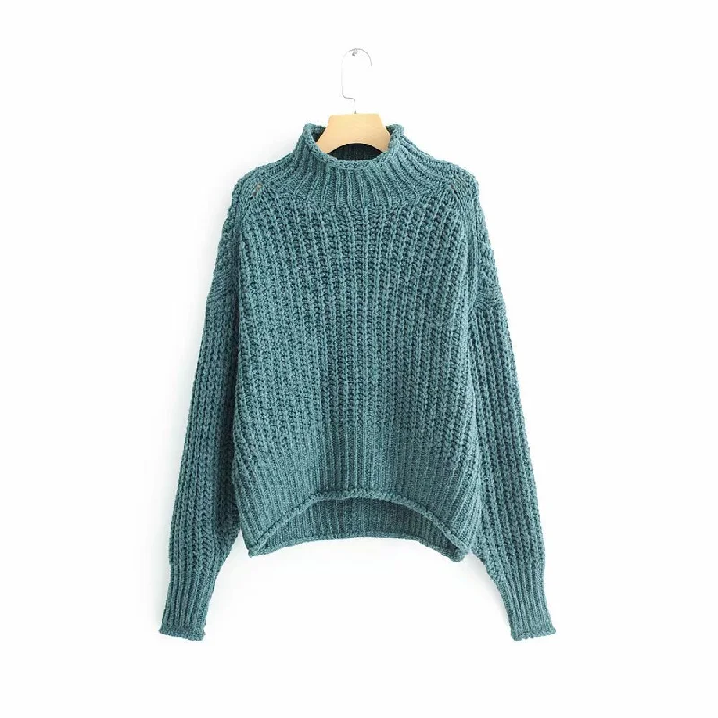 Loose knit turtleneck for women  1349 Geometric