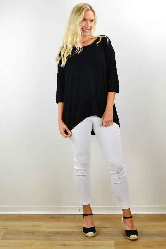 Black Bamboo Tunic Top Practical Women's Multi - 