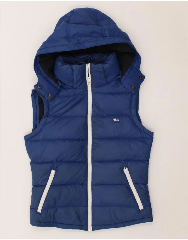 JACK WILLS Womens Hooded Padded Gilet UK 8 Small Blue Nylon Dapper Women's 1920S