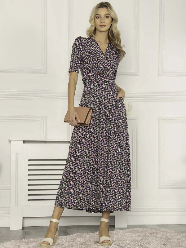 Jolie Moi Beatrice Jersey Maxi Dress, Green Floral garde