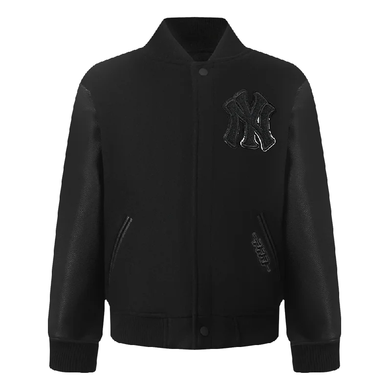 NEW YORK YANKEES TRIPLE BLACK TODDLER BOYS WOOL VARSITY JACKET (JET BLACK) Traditional Women's NEW YORK YANKEES TRIPLE BLACK TODDLER BOYS WOOL VARSITY JACKET (JET BLACK) Traditional Women's