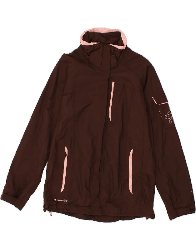 COLUMBIA Womens Loose Fit Windbreaker Jacket UK 10 Small Brown Nylon Stylish Women's Neon