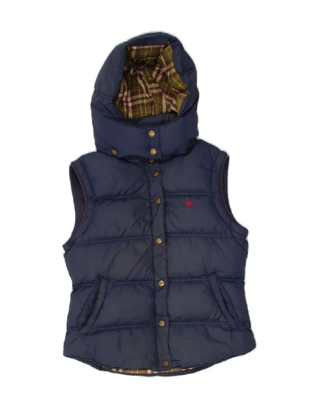 JACK WILLS Womens Hooded Padded Gilet UK 10 Small Navy Blue Nylon Elegant Women's 