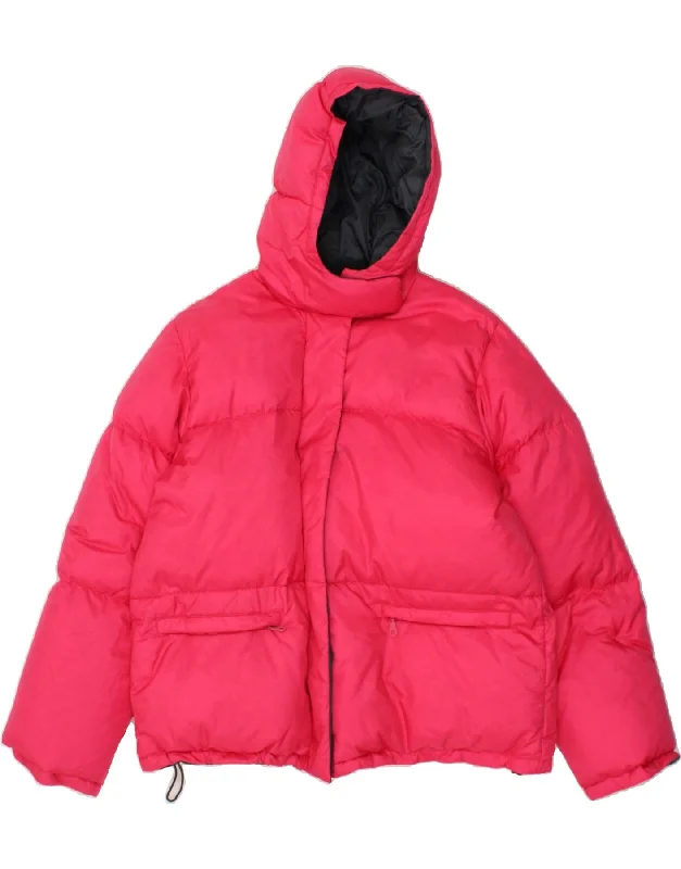HALFON Womens Hooded Reversible Padded Jacket UK 16 Large Pink Colourblock Earthy Women's HALFON Womens Hooded Reversible Padded Jacket UK 16 Large Pink Colourblock Earthy Women's
