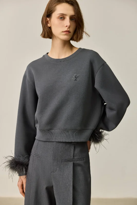 LILY Crew Neck Colorblock Sweatshirt Trendy Women's 