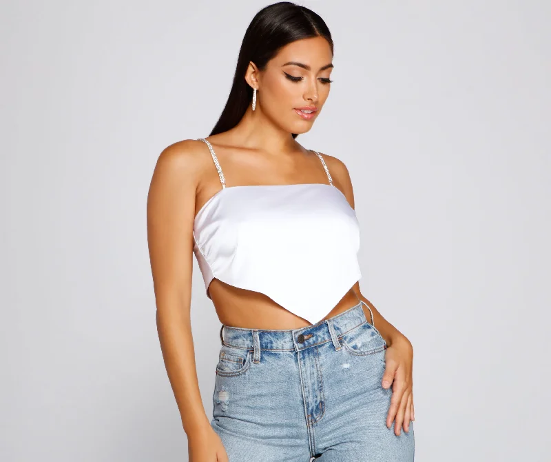 Add Some Sparkle Satin Scarf Top Youthful Women's Anime - inspired