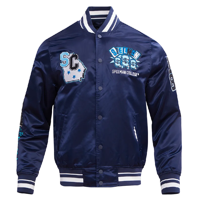 SPELMAN COLLEGE HOMECOMING RIB MEN'S SATIN JACKET (MIDNIGHT NAVY) British Gentlewoman Style SPELMAN COLLEGE HOMECOMING RIB MEN'S SATIN JACKET (MIDNIGHT NAVY) British Gentlewoman Style