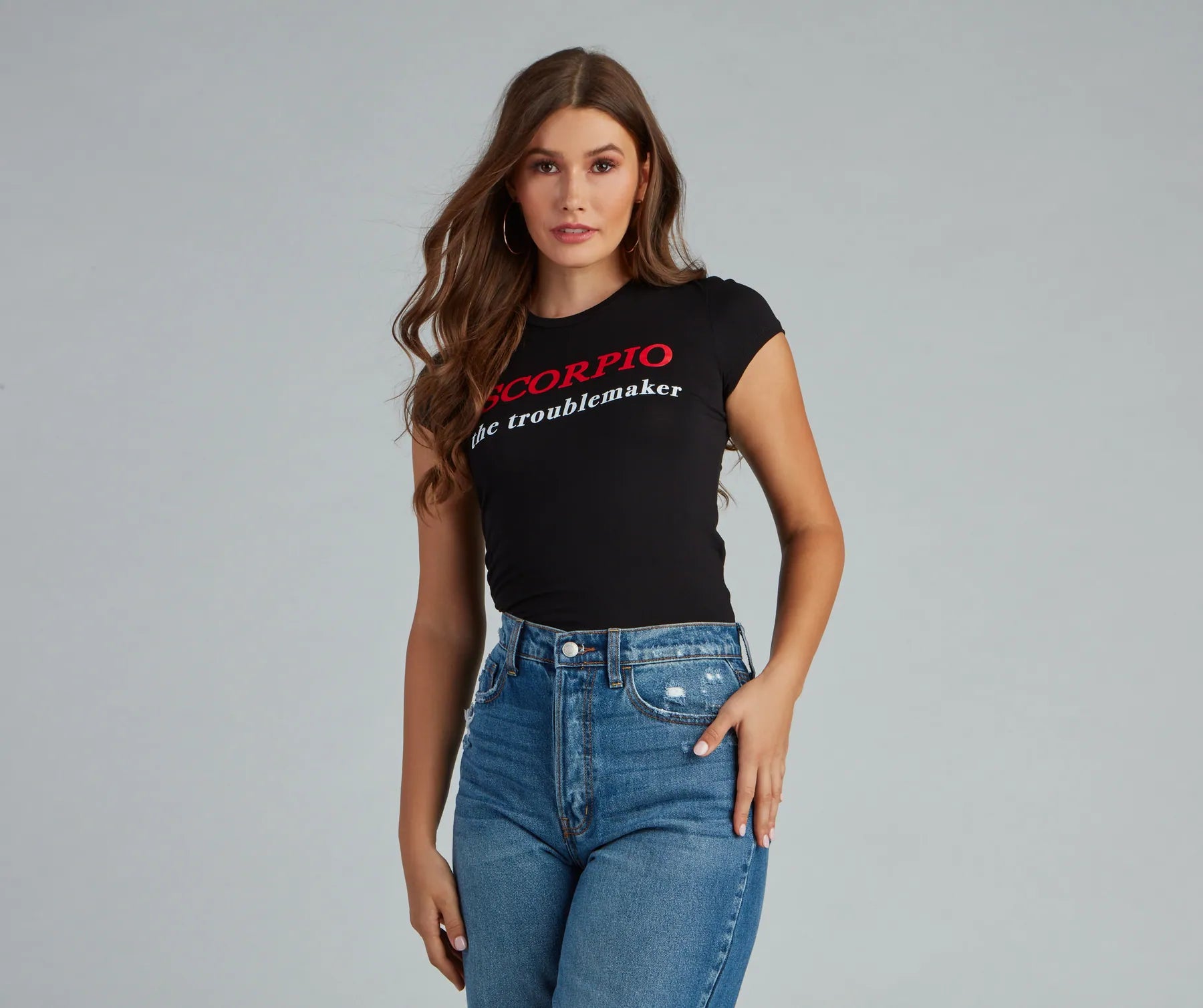 Scorpio The Troublemaker Graphic Tee Artistic Women's Hand - painted