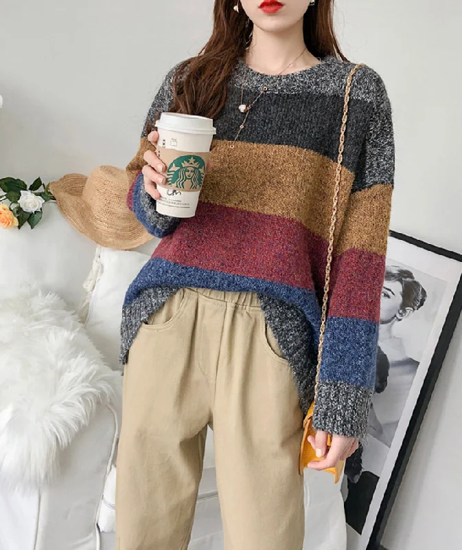 Simple striped long sleeve sweater  133 performance