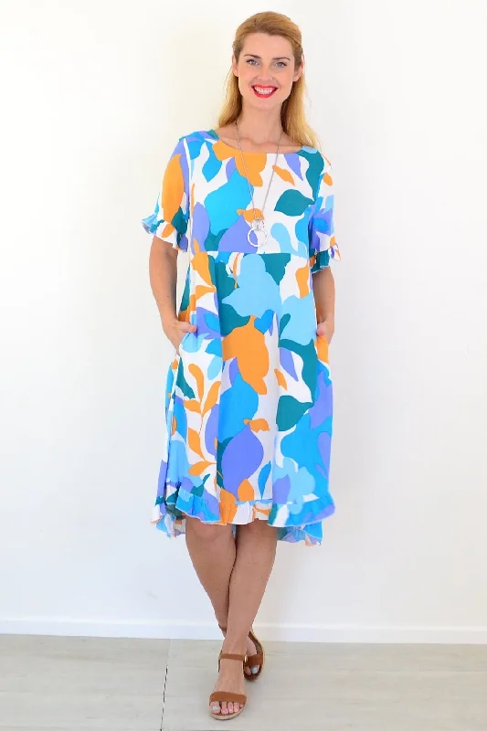 Colourful Abstract Summer Dress Unique Women's Upcycled