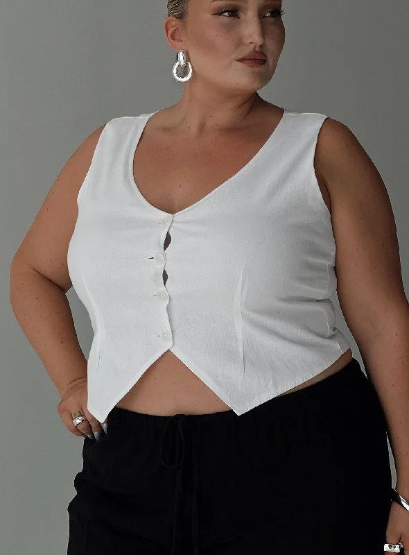 Capone Vest Ivory Curve Sophisticated Women's Tailored