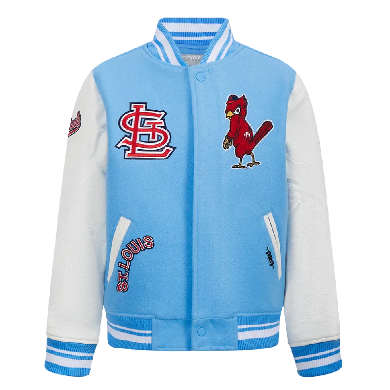 ST. LOUIS CARDINALS RETRO CLASSIC BIG BOYS RIB WOOL VARSITY JACKET (UNIVERSITY BLUE/WHITE) Dynamic Women's High - energy